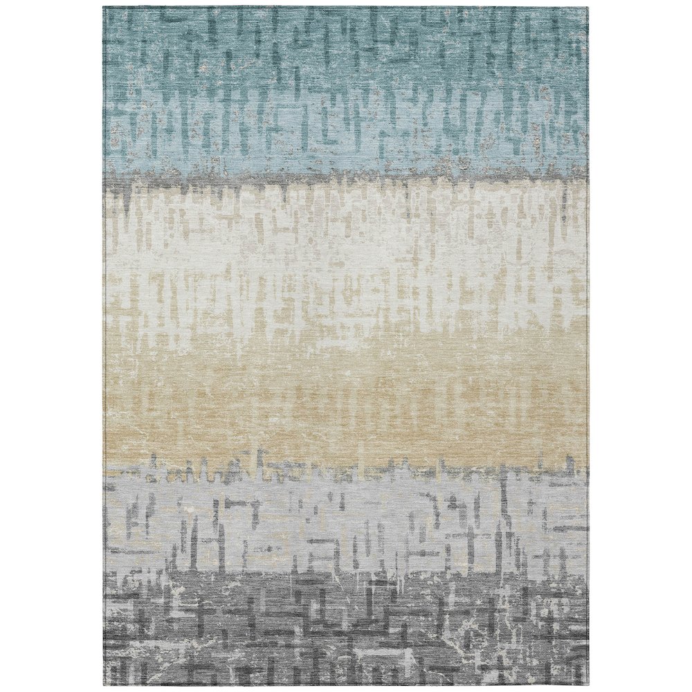 Machine Washable Indoor/Outdoor Chantille ACN2752 Teal 3' x 5' Rug. Picture 1