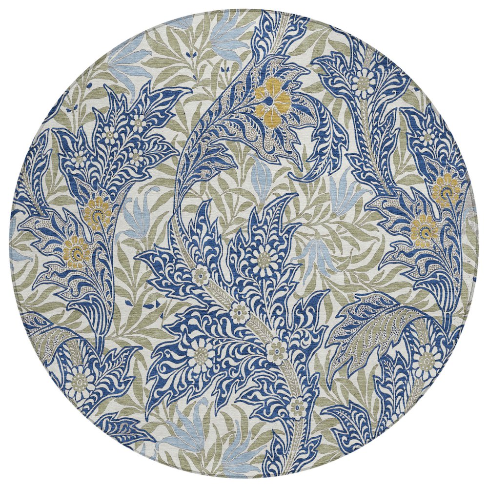 Machine Washable Indoor/Outdoor Chantille ACN2753 Blue 8' x 8' Round Rug. Picture 1