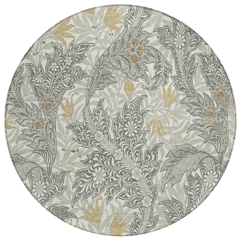 Machine Washable Indoor/Outdoor Chantille ACN2753 Green 8' x 8' Round Rug. Picture 1