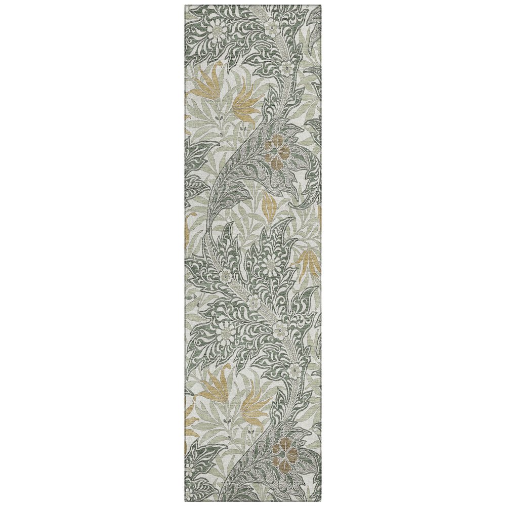 Machine Washable Indoor/Outdoor Chantille ACN2753 Green 2'3" x 7'6" Runner Rug. Picture 1