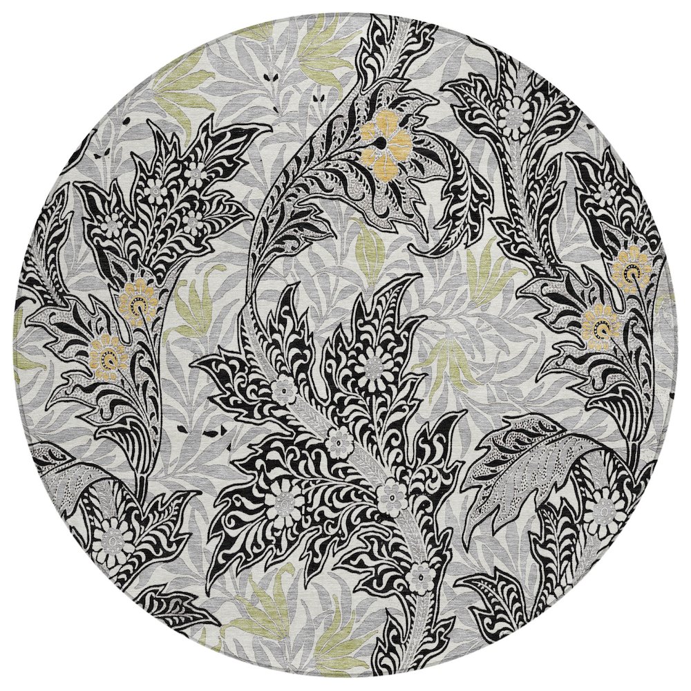 Machine Washable Indoor/Outdoor Chantille ACN2753 Black 8' x 8' Round Rug. Picture 1