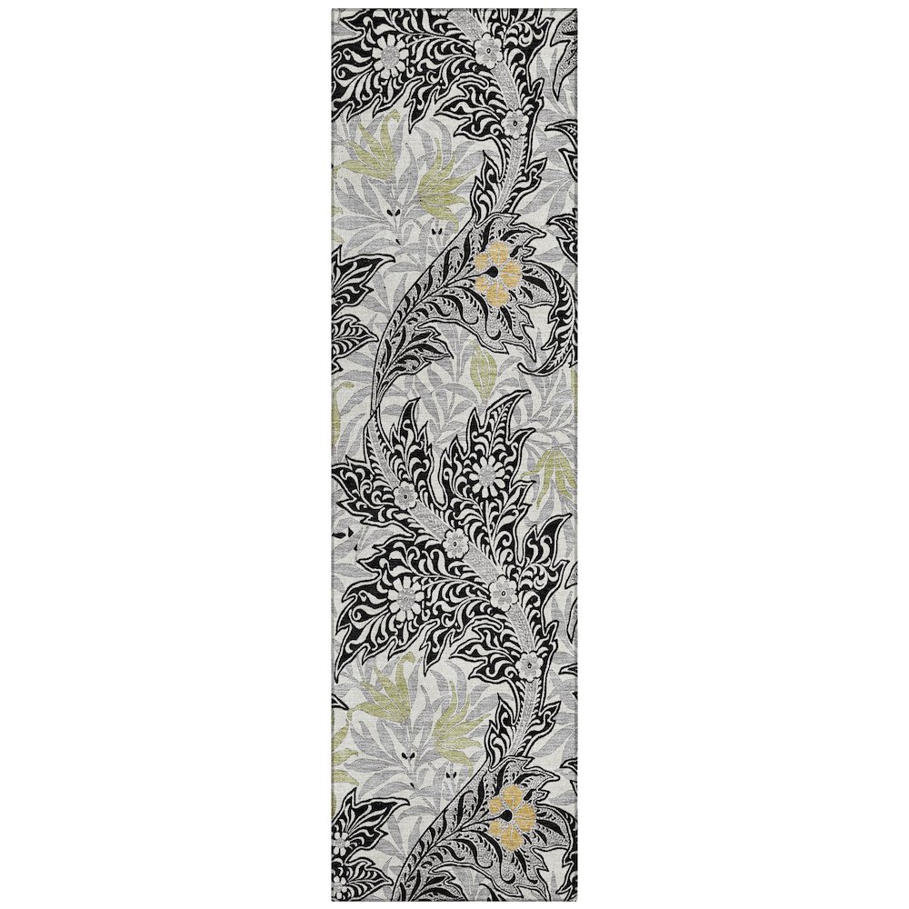 Machine Washable Indoor/Outdoor Chantille ACN2753 Black 2'3" x 7'6" Runner Rug. Picture 1