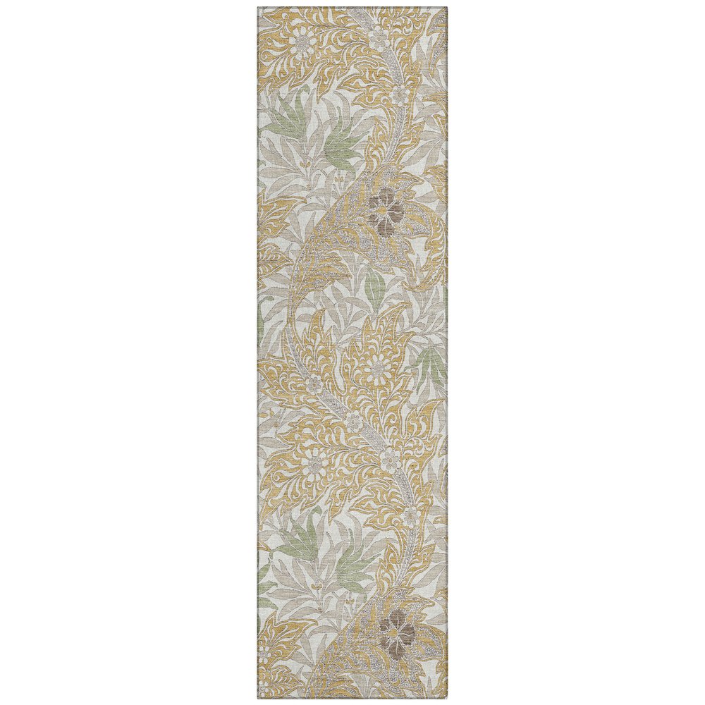 Machine Washable Indoor/Outdoor Chantille ACN2753 Gold 2'3" x 7'6" Runner Rug. Picture 1