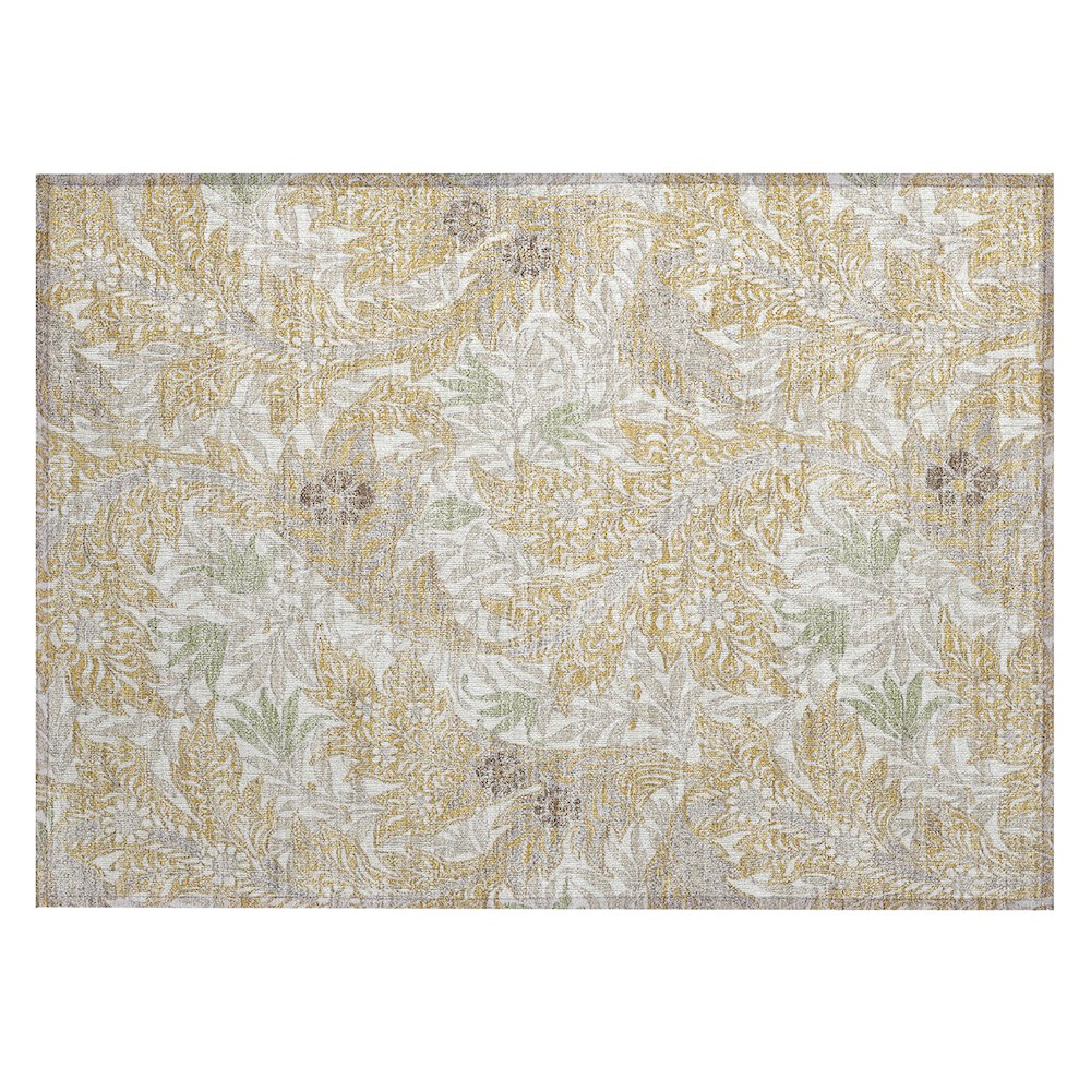 Machine Washable Indoor/Outdoor Chantille ACN2753 Gold 1'8" x 2'6" Rug. Picture 1