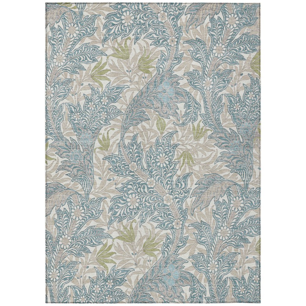 Machine Washable Indoor/Outdoor Chantille ACN2753 Teal 3' x 5' Rug. Picture 1