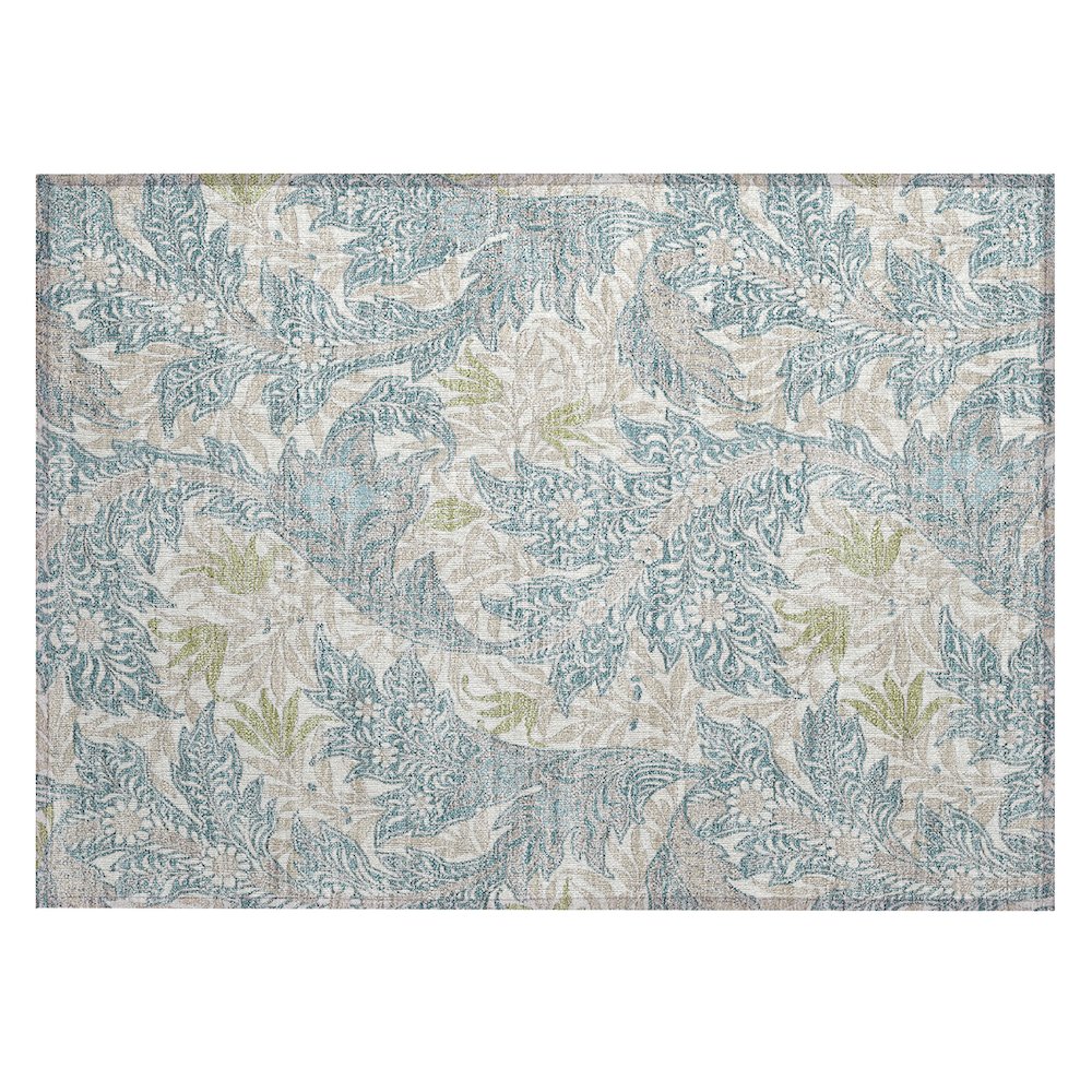 Machine Washable Indoor/Outdoor Chantille ACN2753 Teal 1'8" x 2'6" Rug. Picture 1