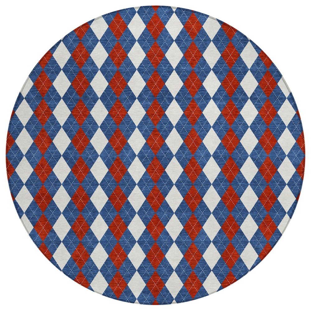 Machine Washable Indoor/Outdoor Chantille ACN2754 Blue 8' x 8' Round Rug. Picture 1
