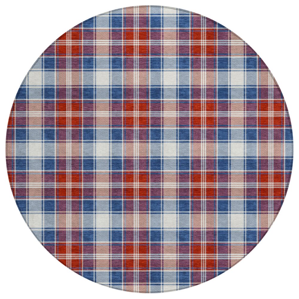 Machine Washable Indoor/Outdoor Chantille ACN2755 Blue 8' x 8' Round Rug. Picture 1