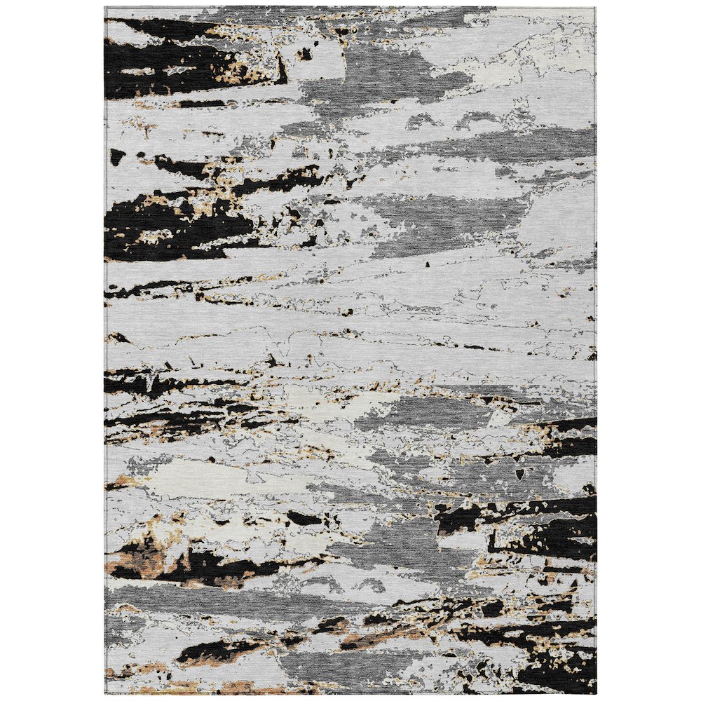 Machine Washable Indoor/Outdoor Chantille ACN2757 Black 3' x 5' Rug. Picture 1