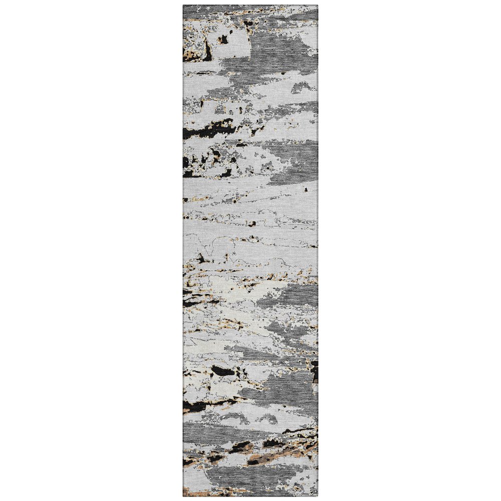 Machine Washable Indoor/Outdoor Chantille ACN2757 Black 2'3" x 7'6" Runner Rug. Picture 1
