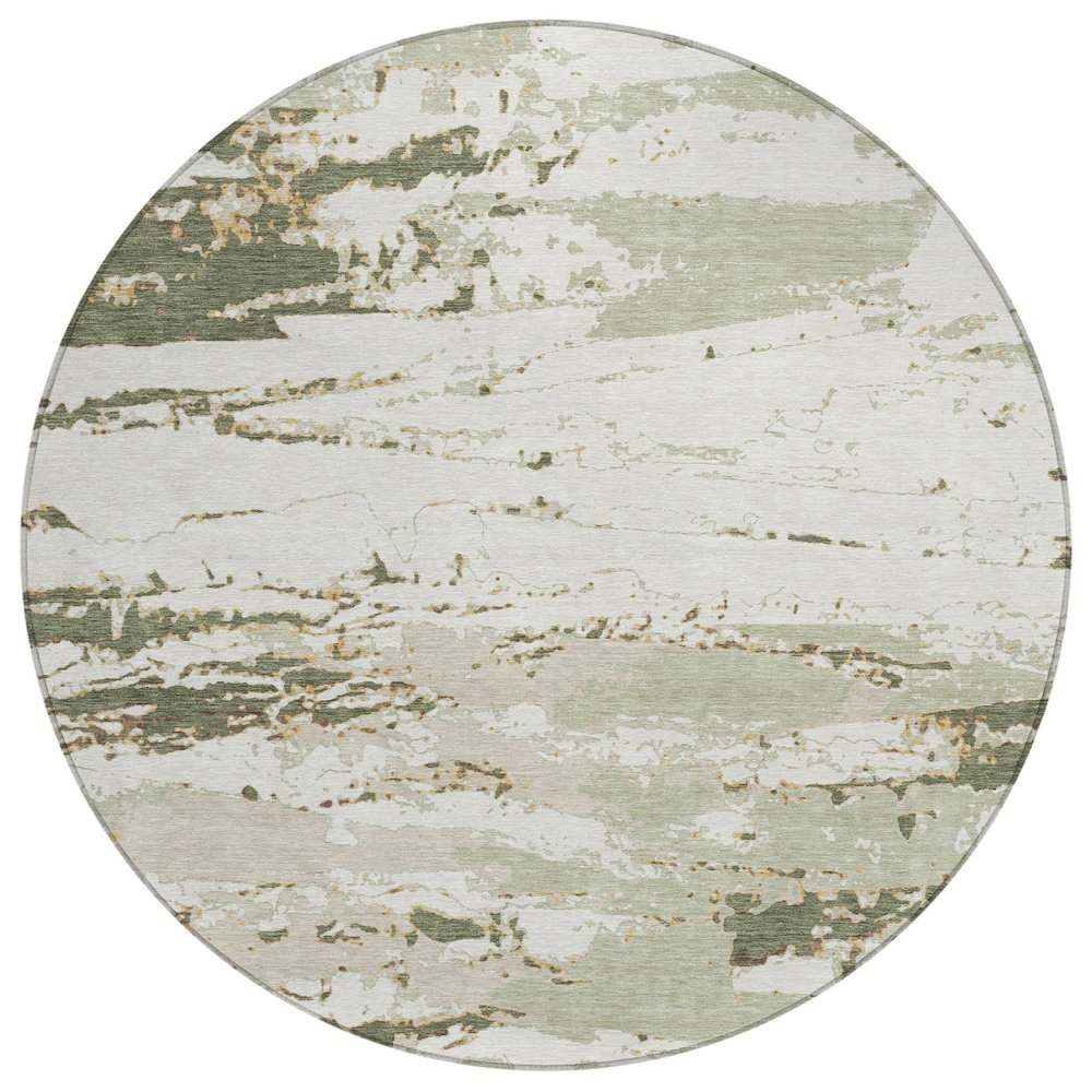 Machine Washable Indoor/Outdoor Chantille ACN2757 Green 8' x 8' Round Rug. Picture 1