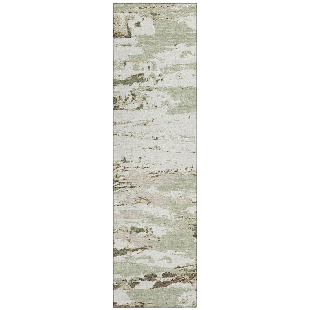 Machine Washable Indoor/Outdoor Chantille ACN2757 Green 2'3" x 7'6" Runner Rug. Picture 1