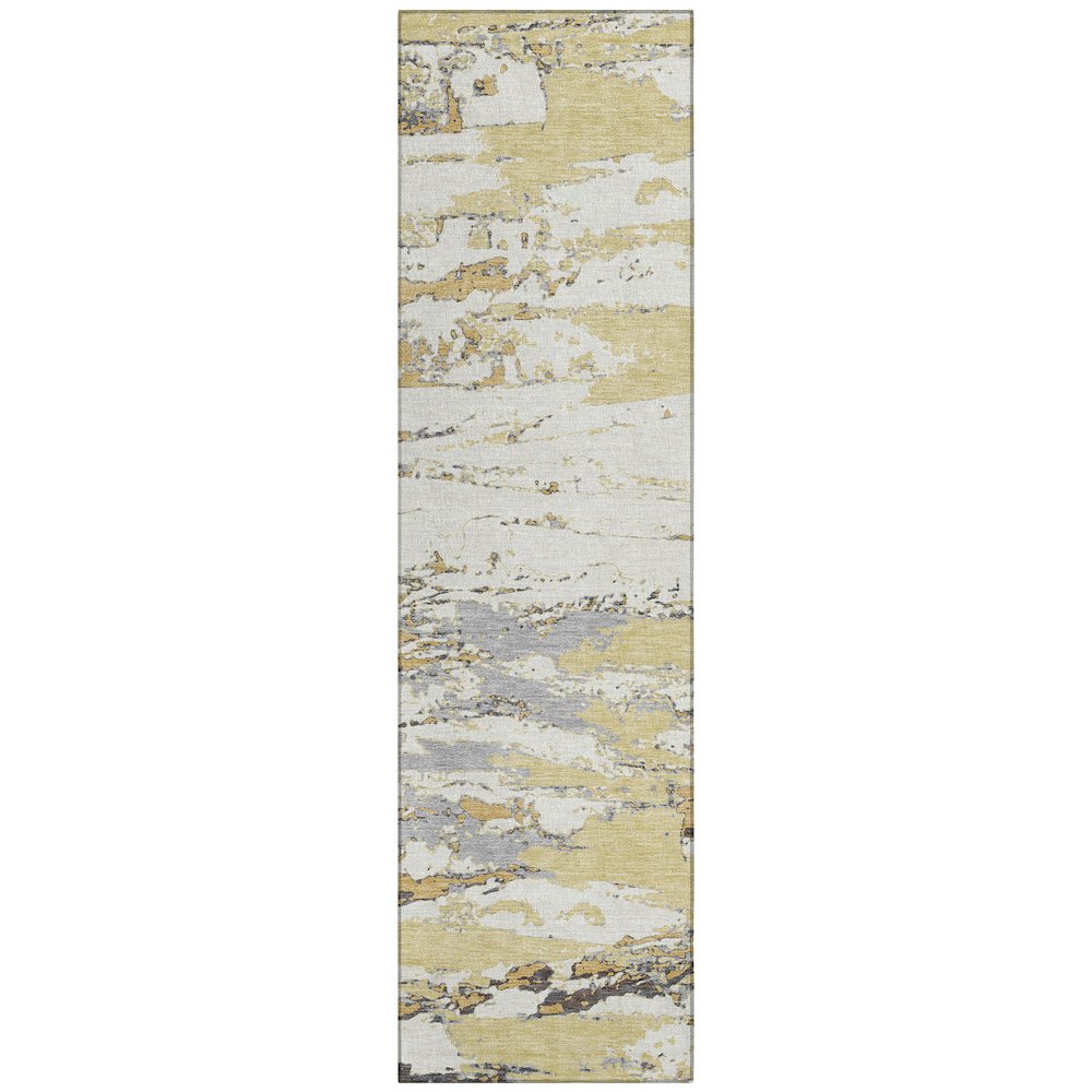 Machine Washable Indoor/Outdoor Chantille ACN2757 Gold 2'3" x 7'6" Runner Rug. Picture 1