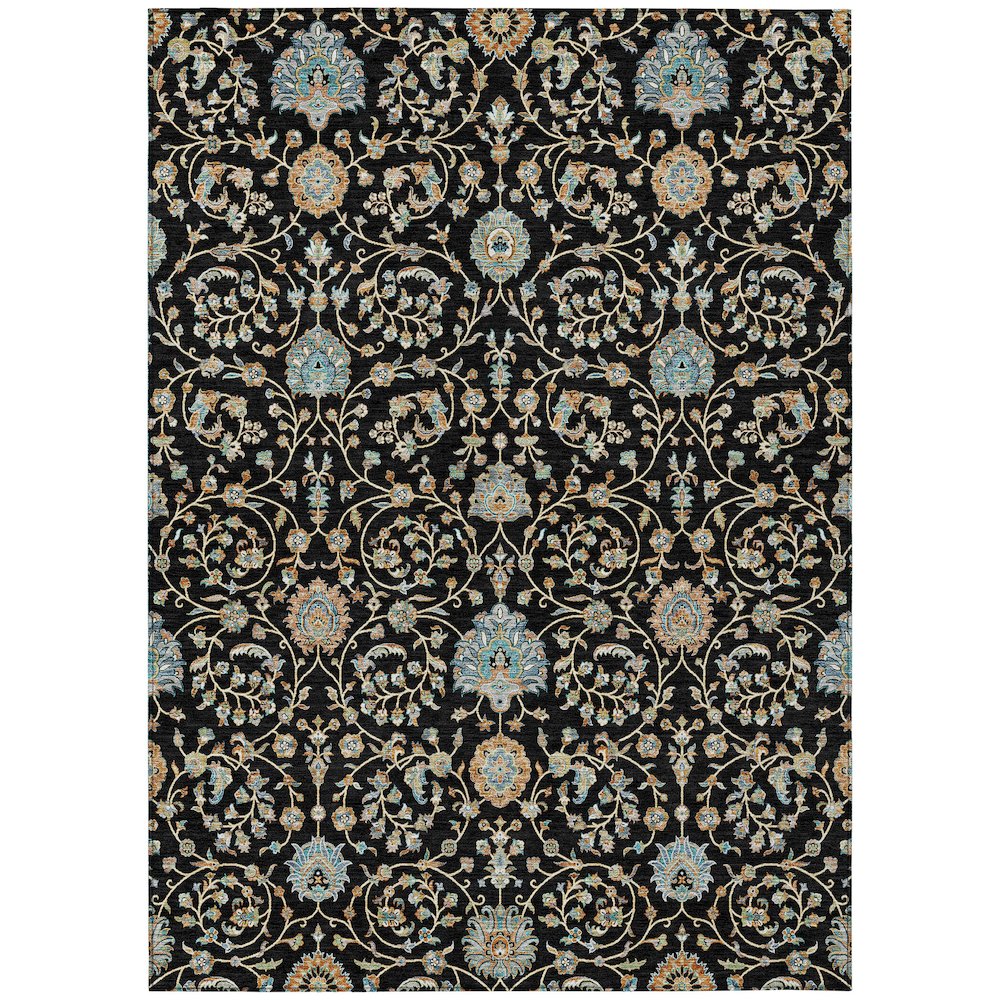 Machine Washable Indoor/Outdoor Chantille ACN2758 Black 3' x 5' Rug. Picture 1