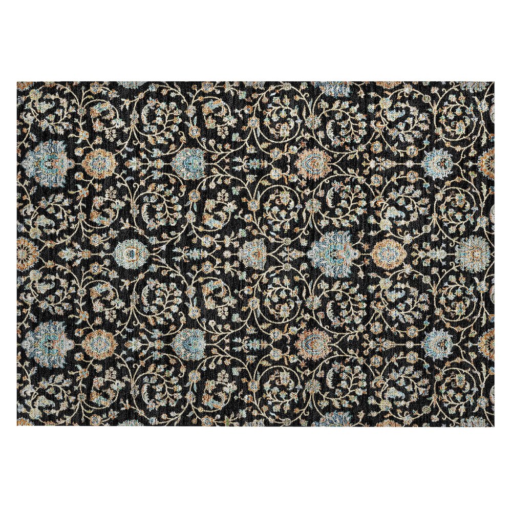 Machine Washable Indoor/Outdoor Chantille ACN2758 Black 1'8" x 2'6" Rug. Picture 1