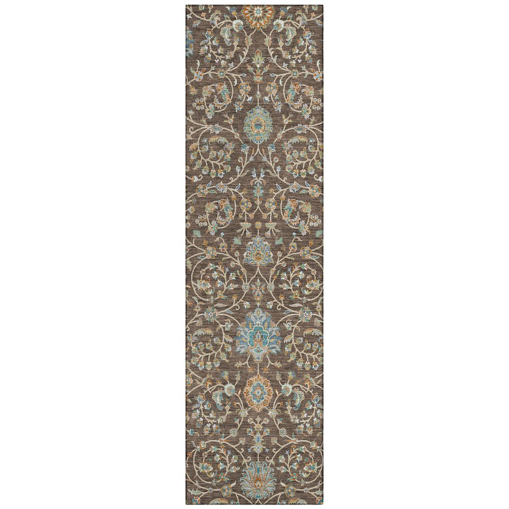 Machine Washable Indoor/Outdoor Chantille ACN2758 Brown 2'3" x 7'6" Runner Rug. Picture 1