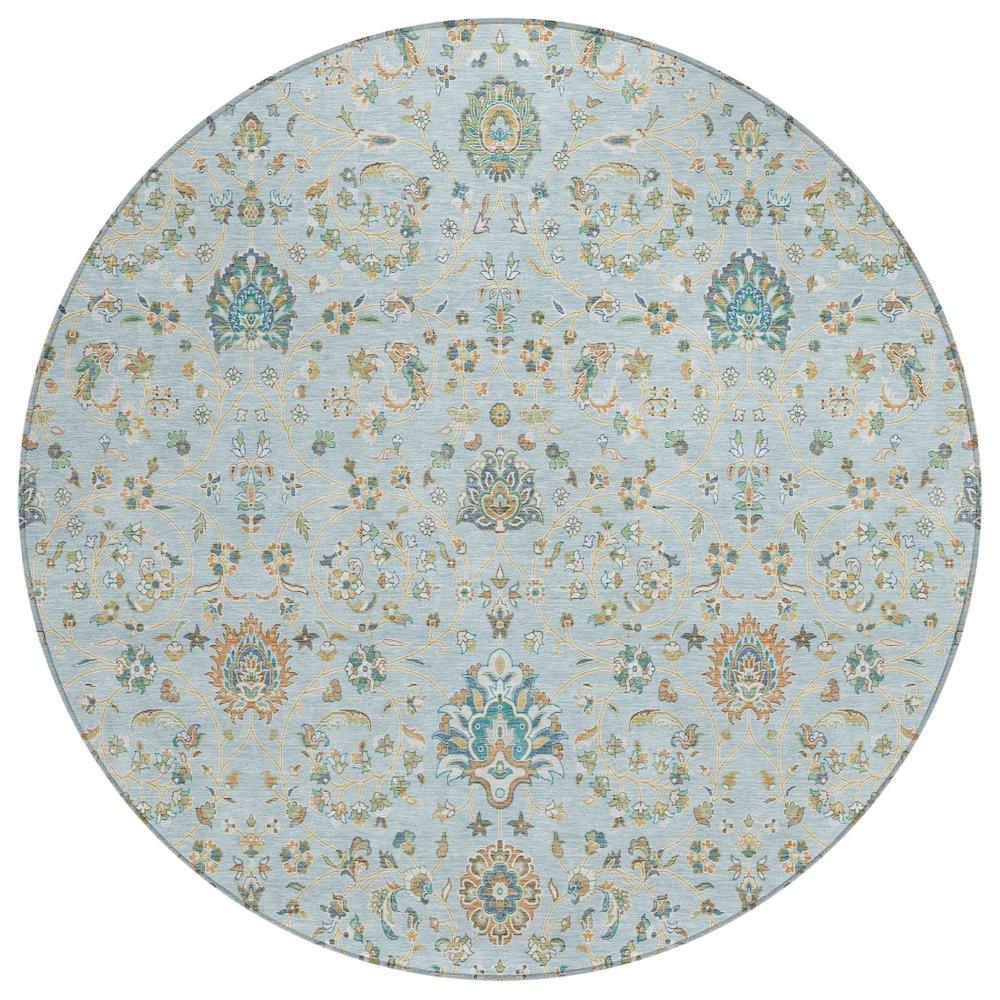 Machine Washable Indoor/Outdoor Chantille ACN2758 Blue 8' x 8' Round Rug. Picture 1