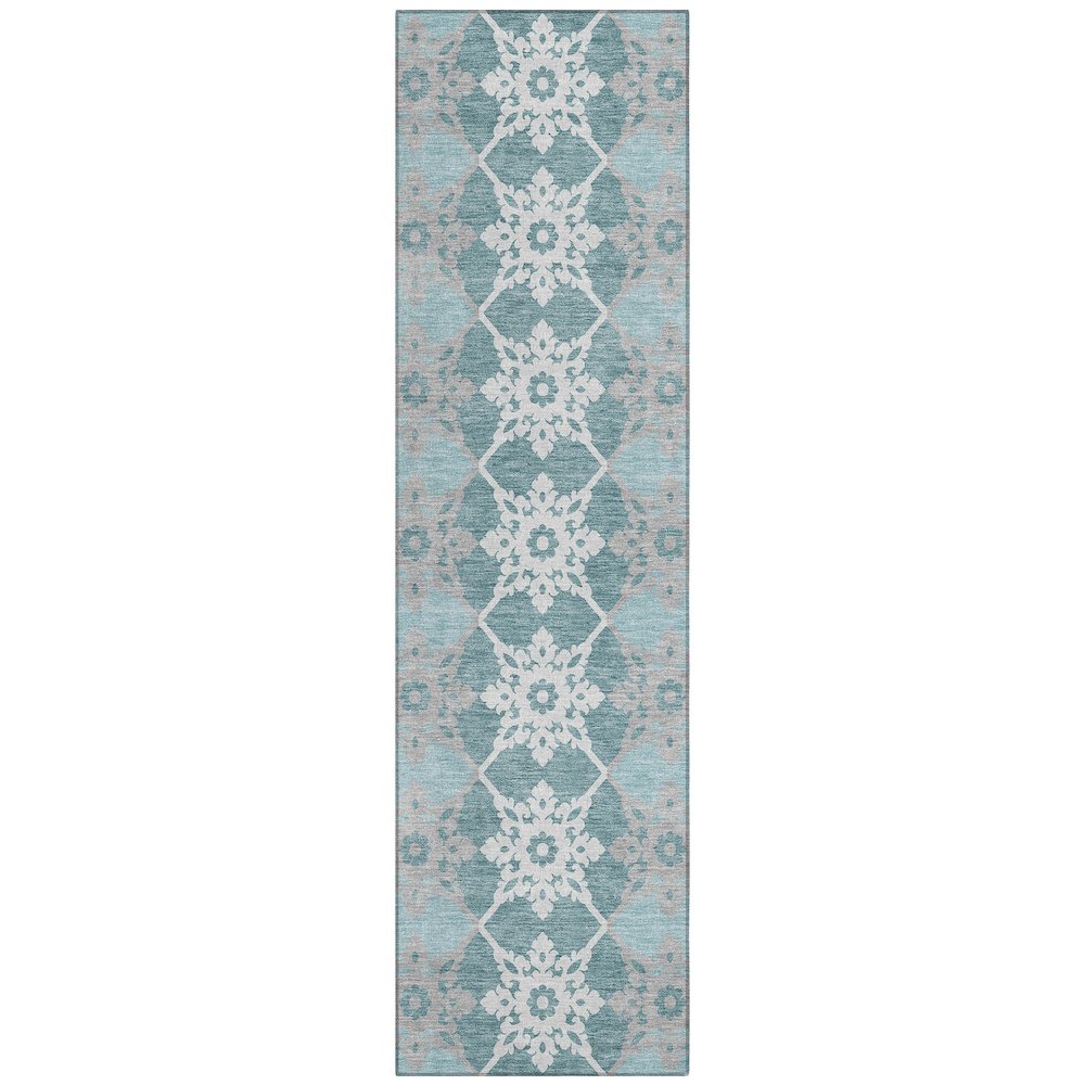 Machine Washable Indoor/Outdoor Chantille ACN2759 Teal 2'3" x 7'6" Runner Rug. Picture 1