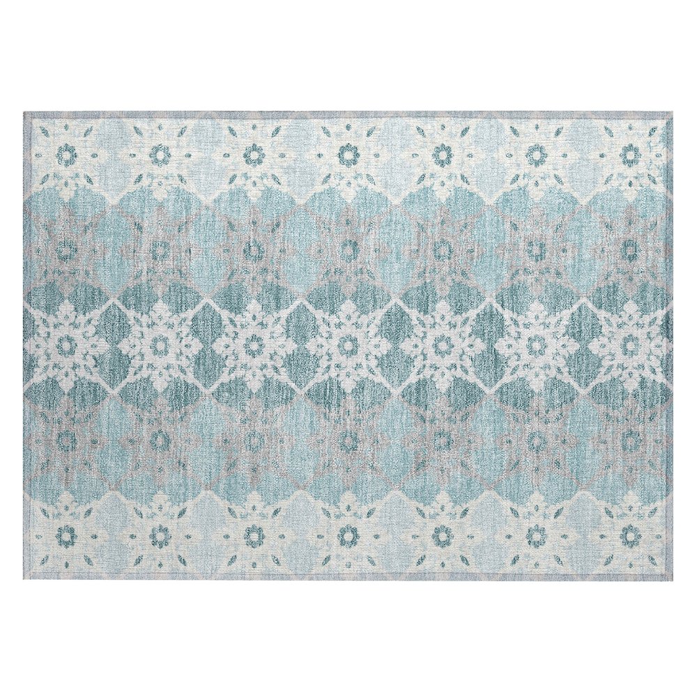 Machine Washable Indoor/Outdoor Chantille ACN2759 Teal 1'8" x 2'6" Rug. Picture 1