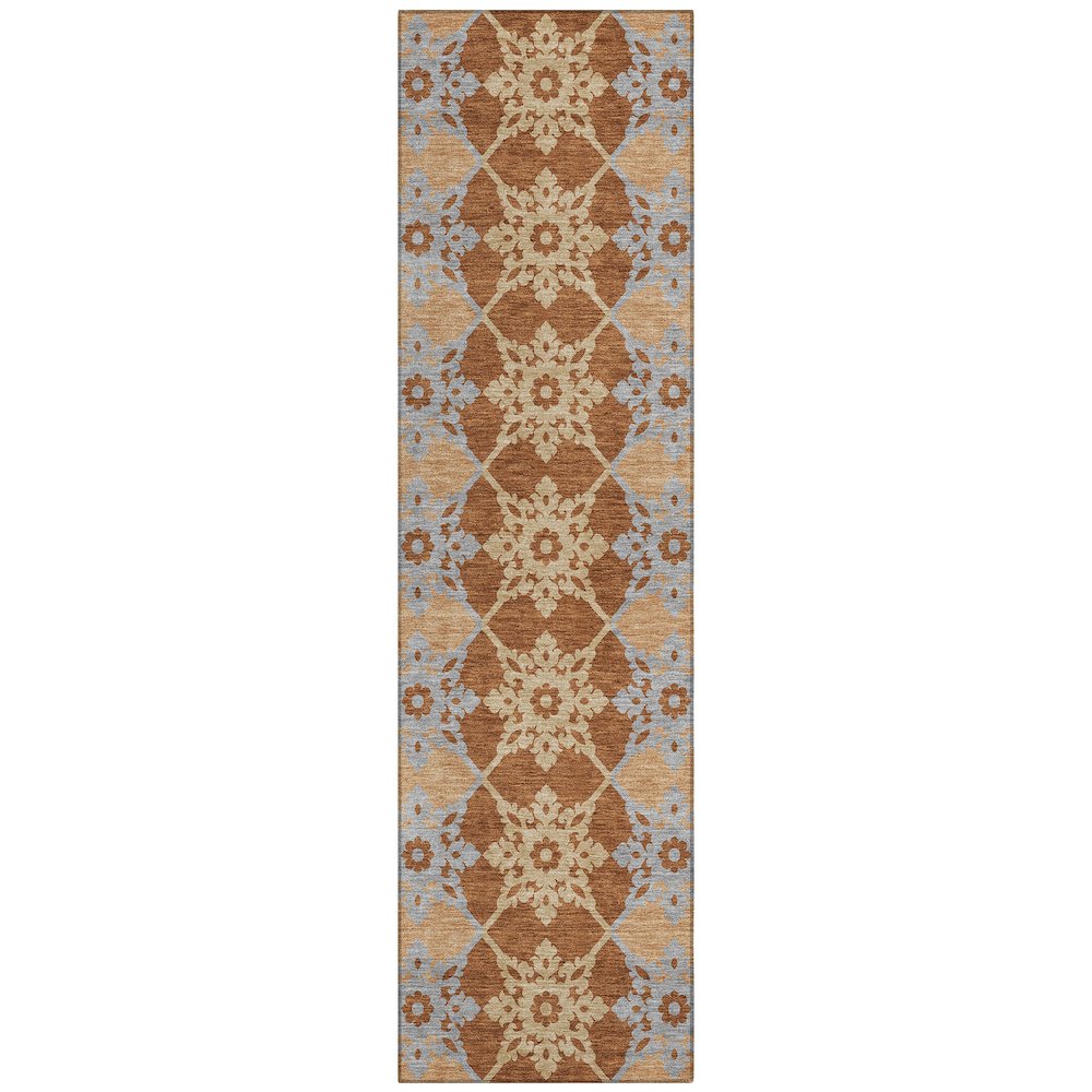 Machine Washable Indoor/Outdoor Chantille ACN2759 Orange 2'3" x 7'6" Runner Rug. Picture 1