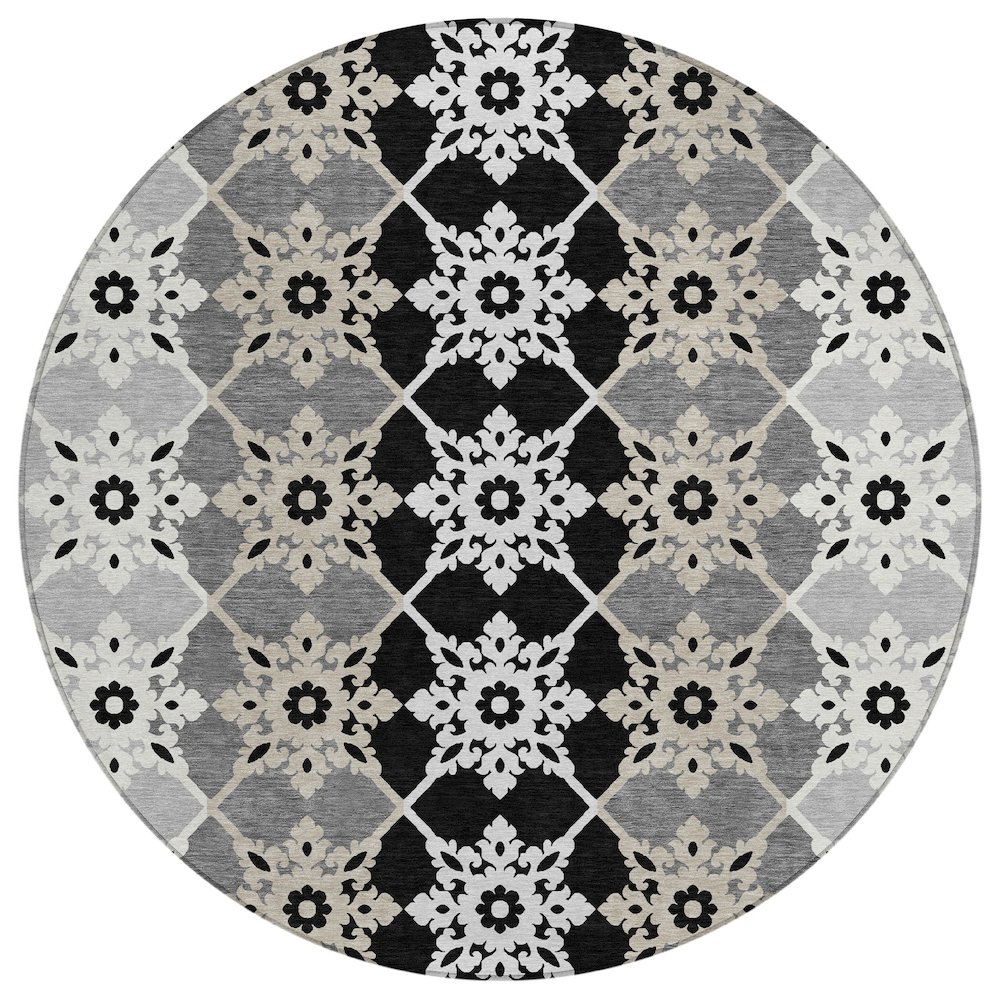 Machine Washable Indoor/Outdoor Chantille ACN2759 Gray 8' x 8' Round Rug. Picture 1