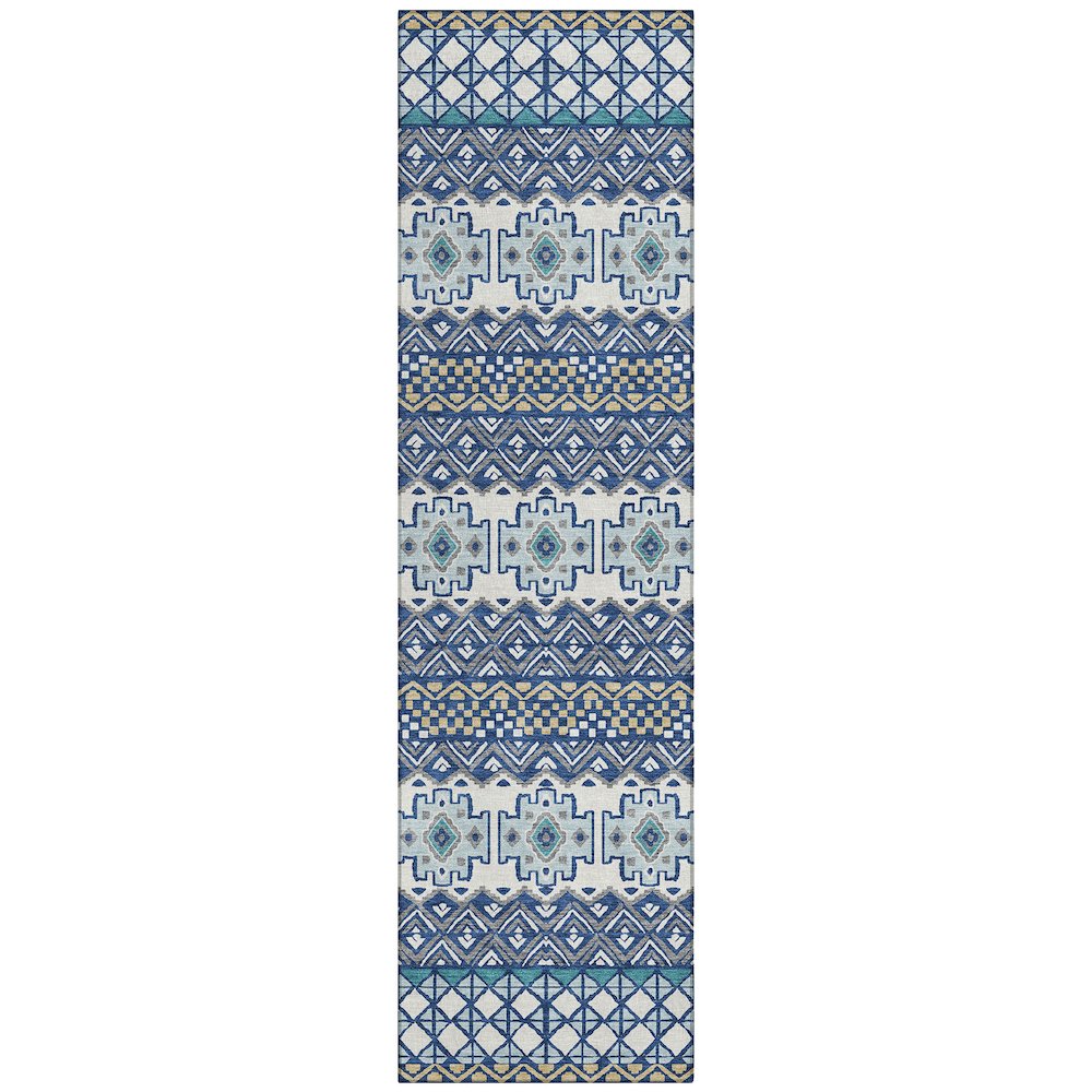 Machine Washable Indoor/Outdoor Chantille ACN2760 Blue 2'3" x 7'6" Runner Rug. Picture 1