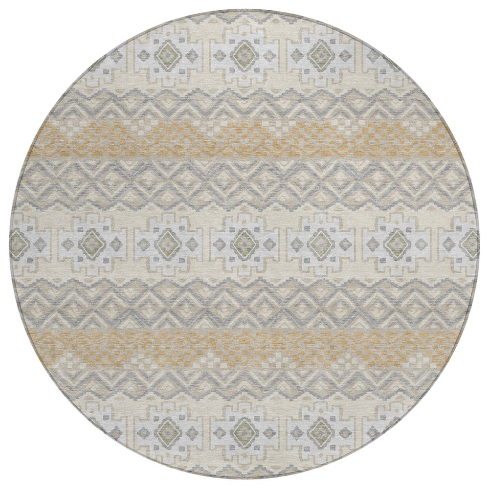 Machine Washable Indoor/Outdoor Chantille ACN2760 Brown 8' x 8' Round Rug. Picture 1