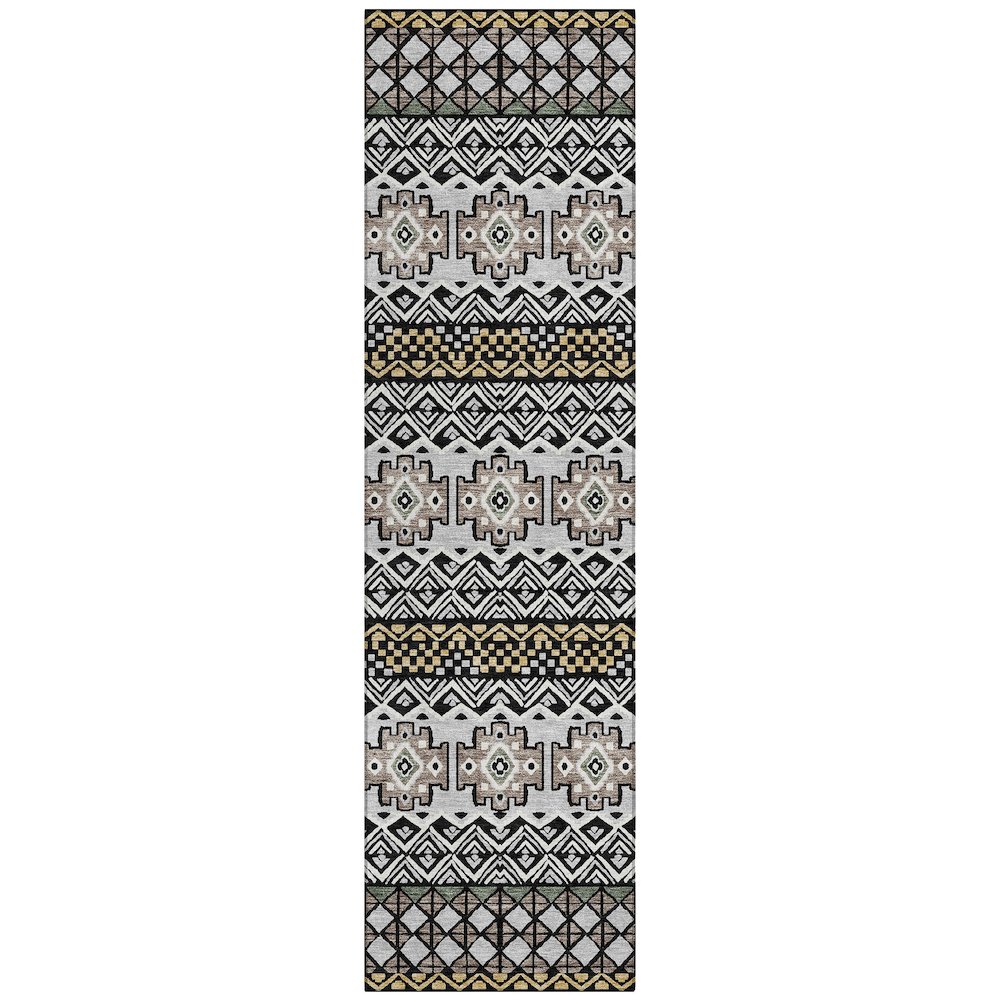 Machine Washable Indoor/Outdoor Chantille ACN2760 Black 2'3" x 7'6" Runner Rug. Picture 1