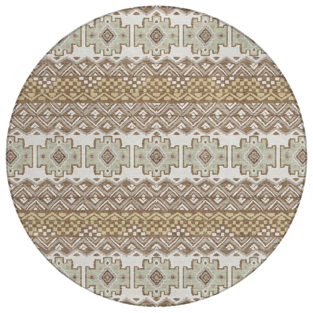 Machine Washable Indoor/Outdoor Chantille ACN2760 Brown 8' x 8' Round Rug. Picture 1