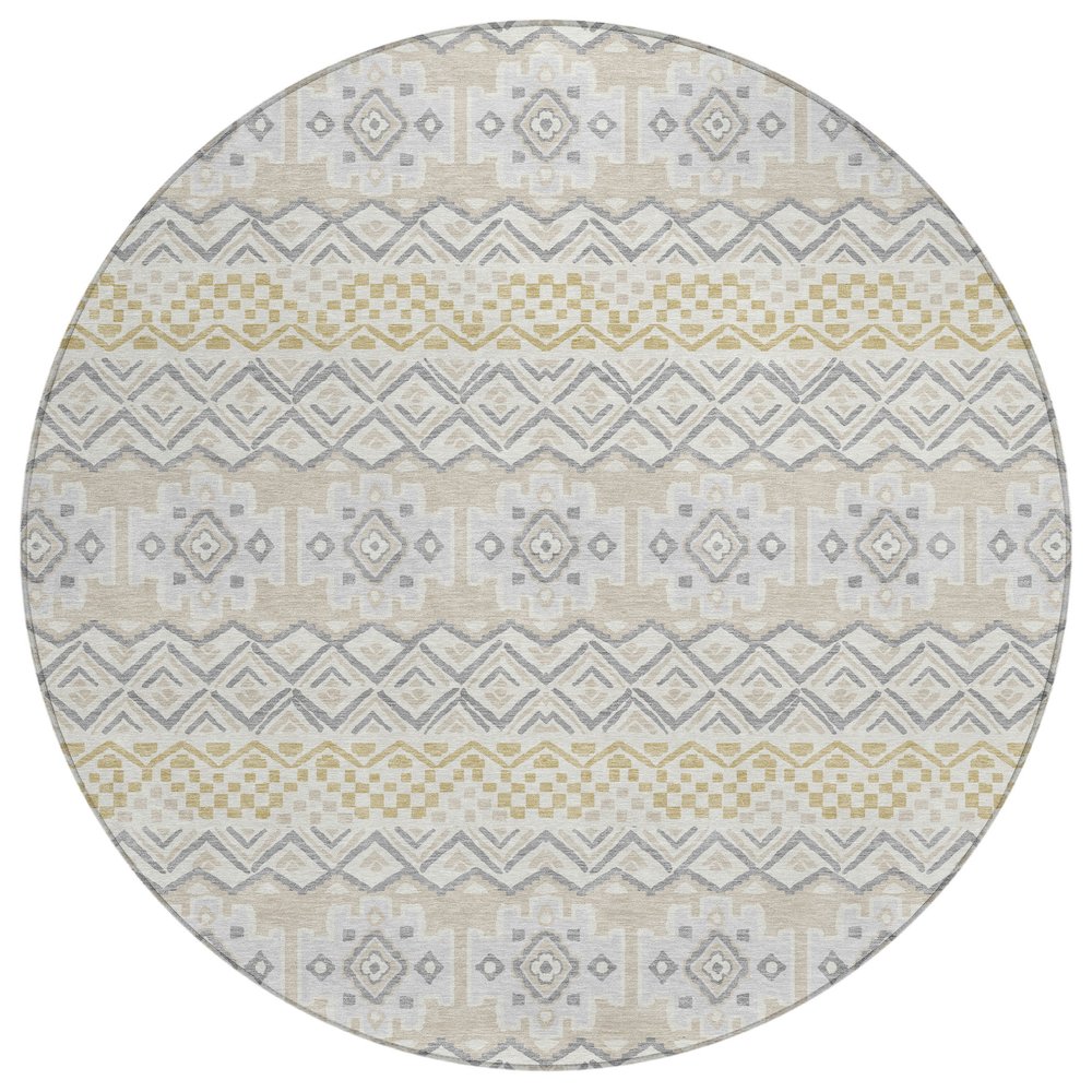 Machine Washable Indoor/Outdoor Chantille ACN2760 Ivory 8' x 8' Round Rug. Picture 1