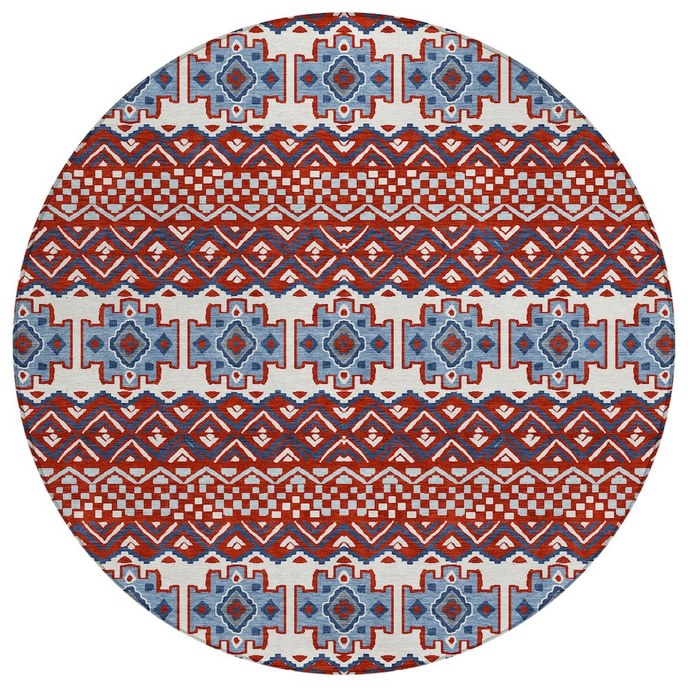 Machine Washable Indoor/Outdoor Chantille ACN2760 Red 8' x 8' Round Rug. Picture 1