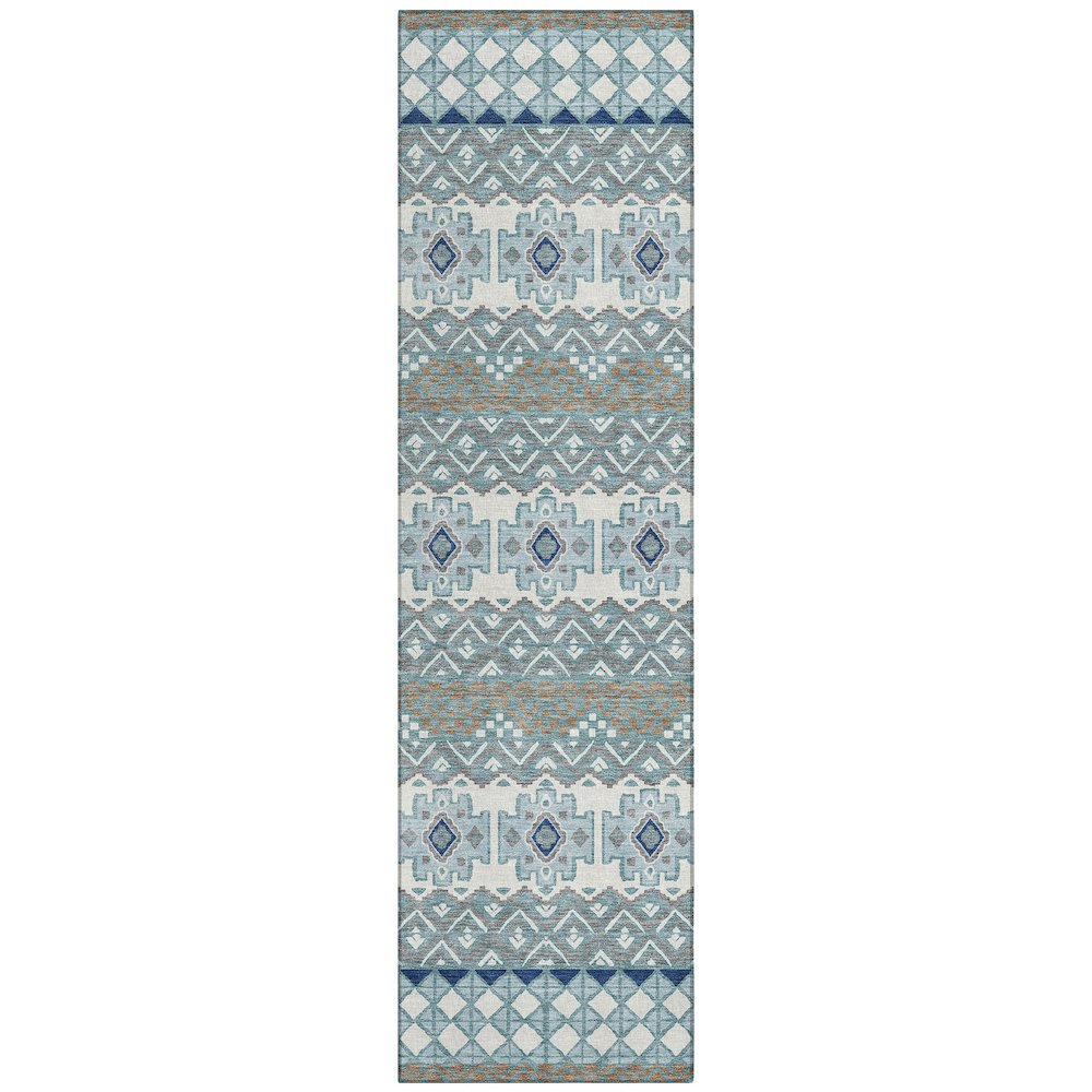 Machine Washable Indoor/Outdoor Chantille ACN2760 Teal 2'3" x 7'6" Runner Rug. Picture 1