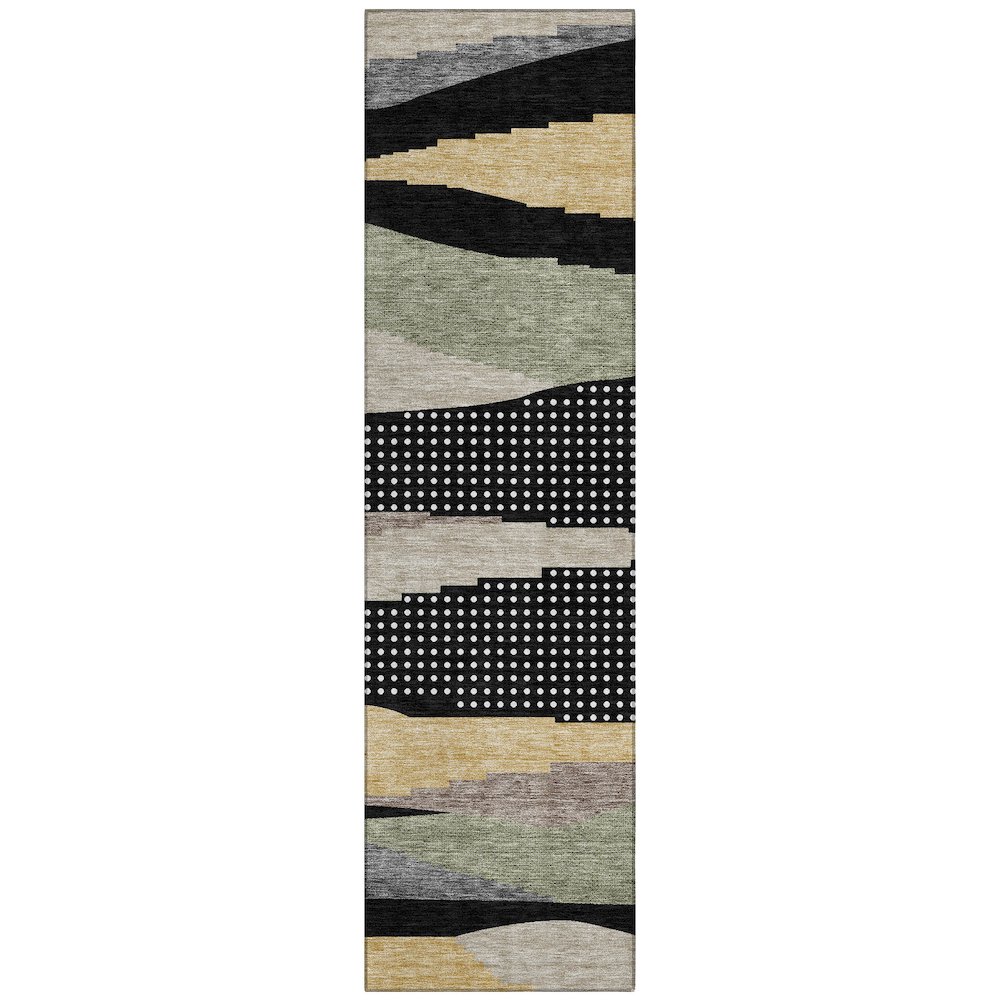 Machine Washable Indoor/Outdoor Chantille ACN2761 Black 2'3" x 7'6" Runner Rug. Picture 1