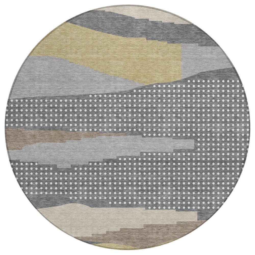 Machine Washable Indoor/Outdoor Chantille ACN2761 Gray 8' x 8' Round Rug. Picture 1