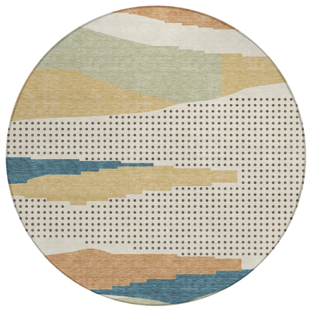 Machine Washable Indoor/Outdoor Chantille ACN2761 Ivory 8' x 8' Round Rug. Picture 1