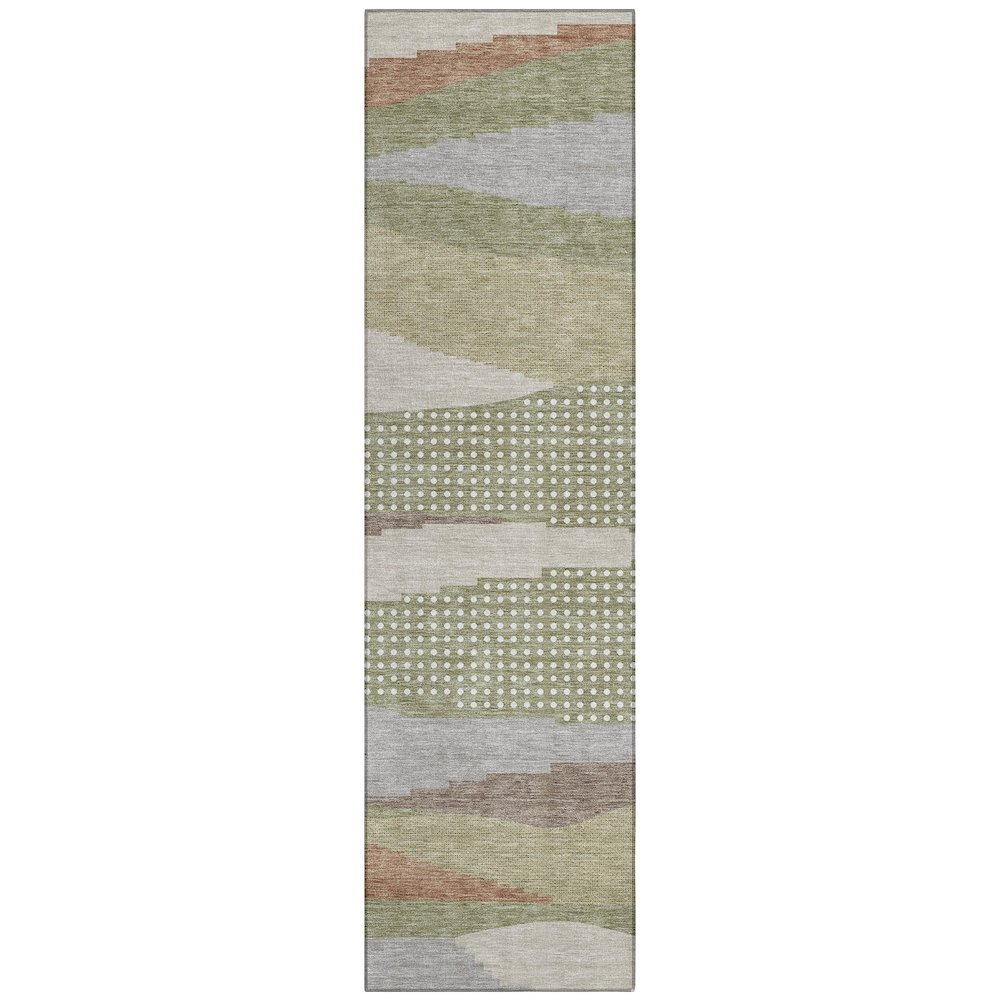 Machine Washable Indoor/Outdoor Chantille ACN2761 Green 2'3" x 7'6" Runner Rug. Picture 1