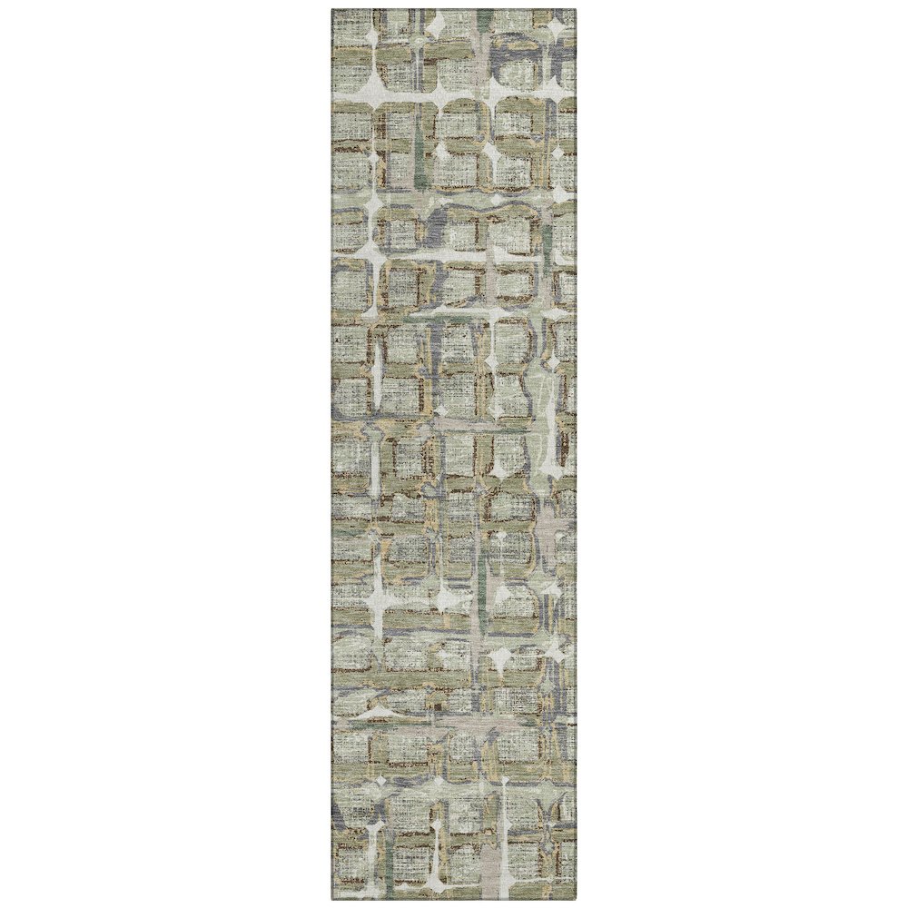 Machine Washable Indoor/Outdoor Chantille ACN2762 Green 2'3" x 7'6" Runner Rug. Picture 1