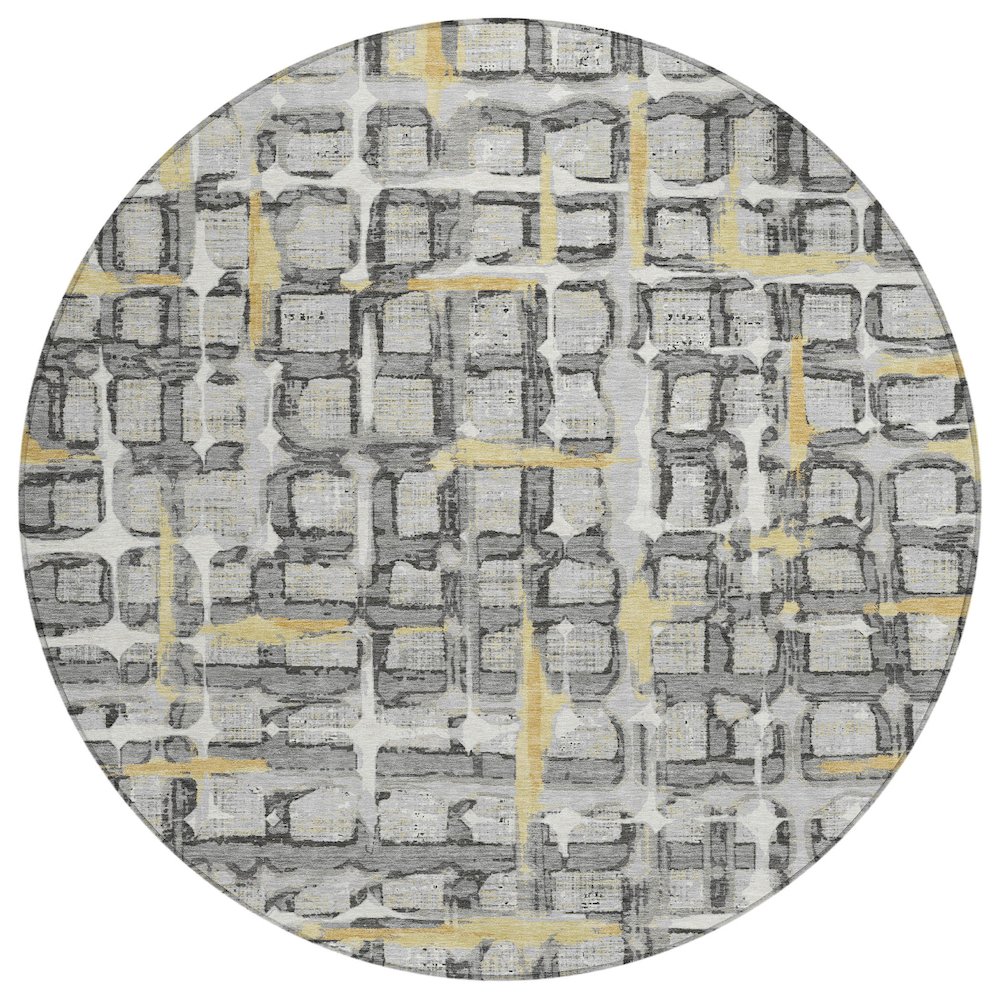 Machine Washable Indoor/Outdoor Chantille ACN2762 Gray 8' x 8' Round Rug. Picture 1