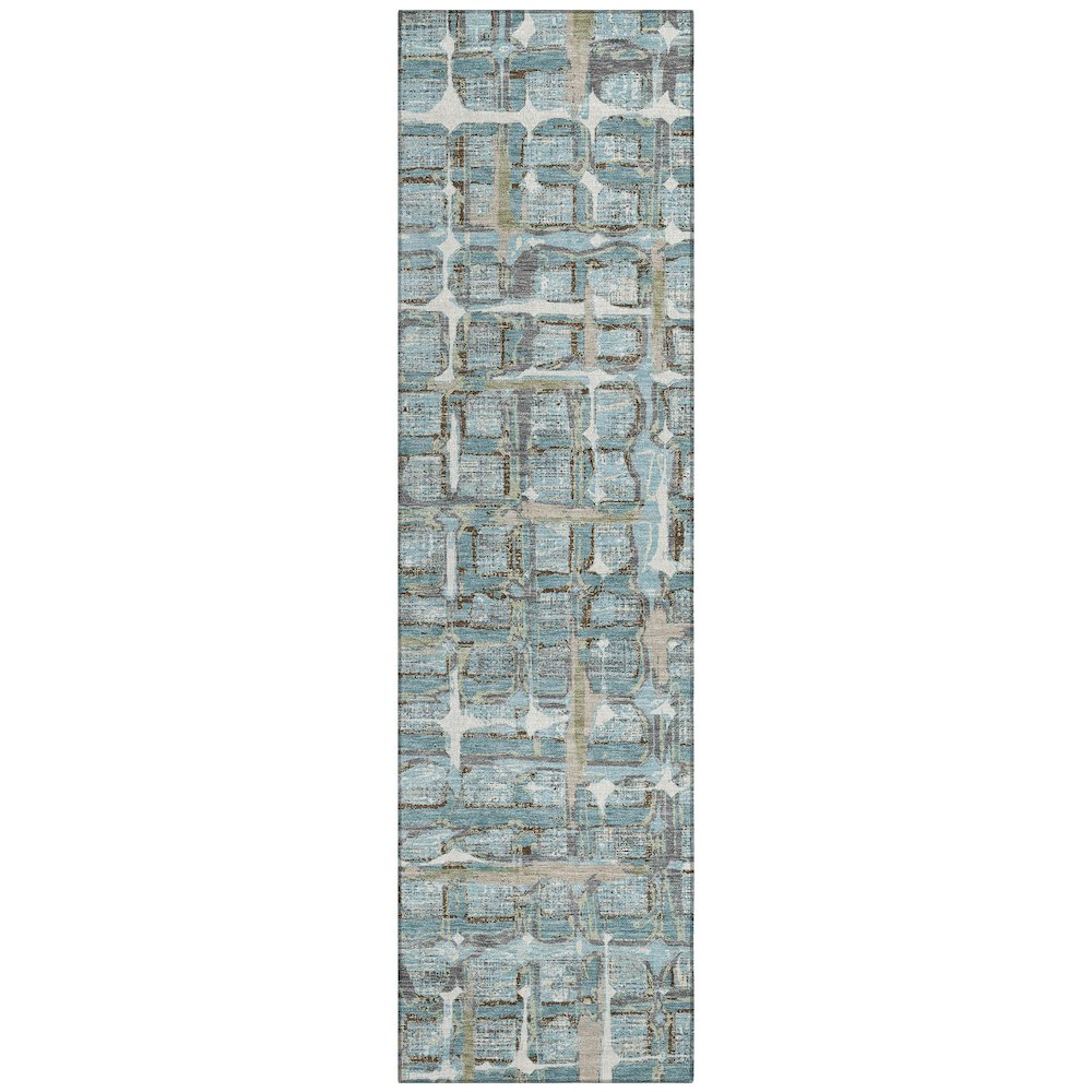 Machine Washable Indoor/Outdoor Chantille ACN2762 Teal 2'3" x 7'6" Runner Rug. Picture 1