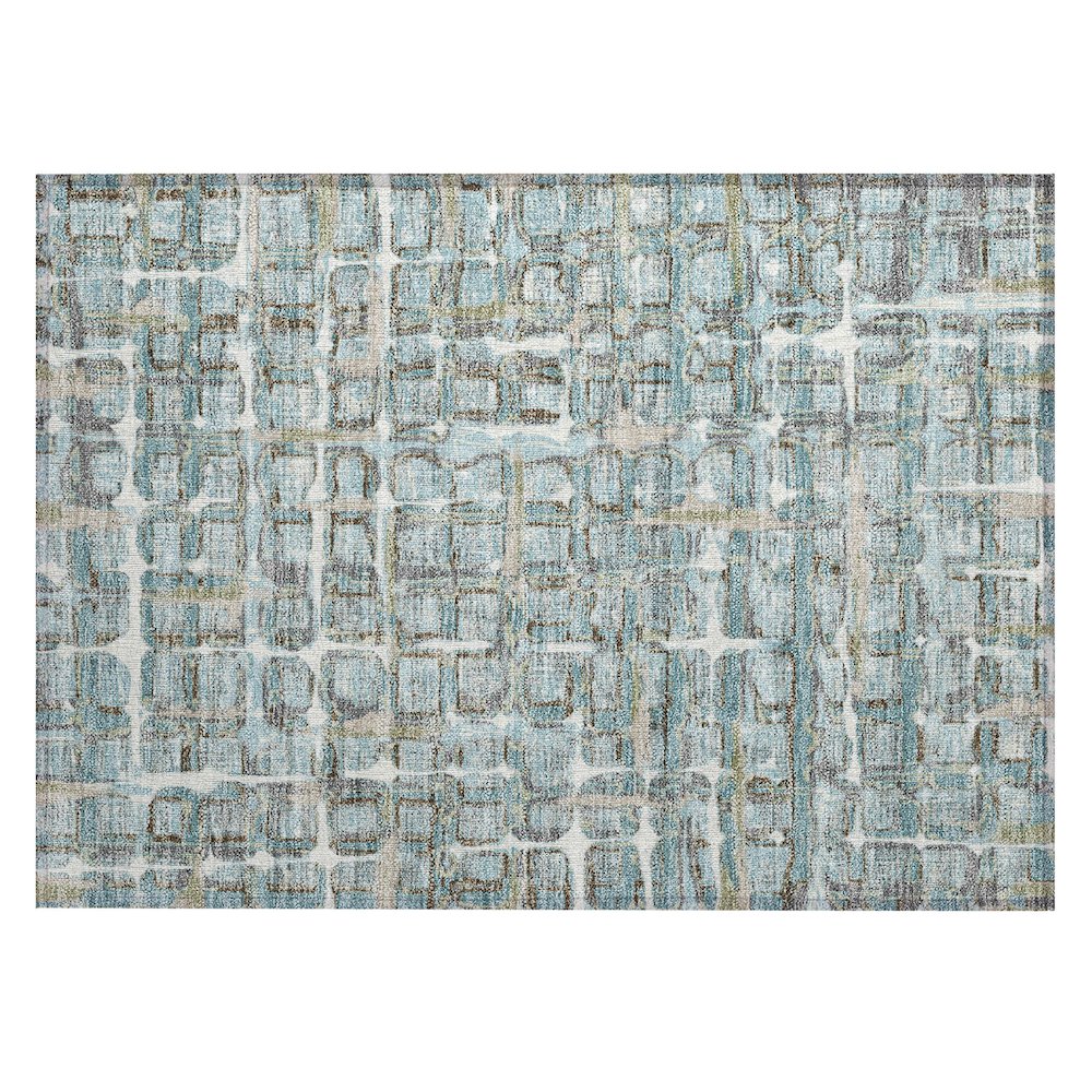 Machine Washable Indoor/Outdoor Chantille ACN2762 Teal 1'8" x 2'6" Rug. Picture 1