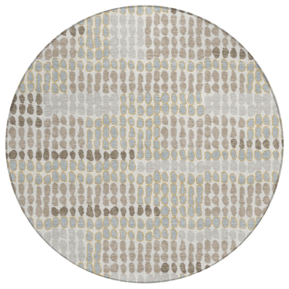 Machine Washable Indoor/Outdoor Chantille ACN2763 Ivory 8' x 8' Round Rug. Picture 1