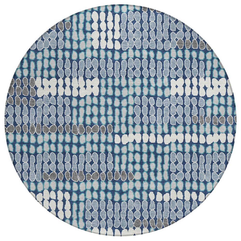 Machine Washable Indoor/Outdoor Chantille ACN2763 Blue 8' x 8' Round Rug. Picture 1