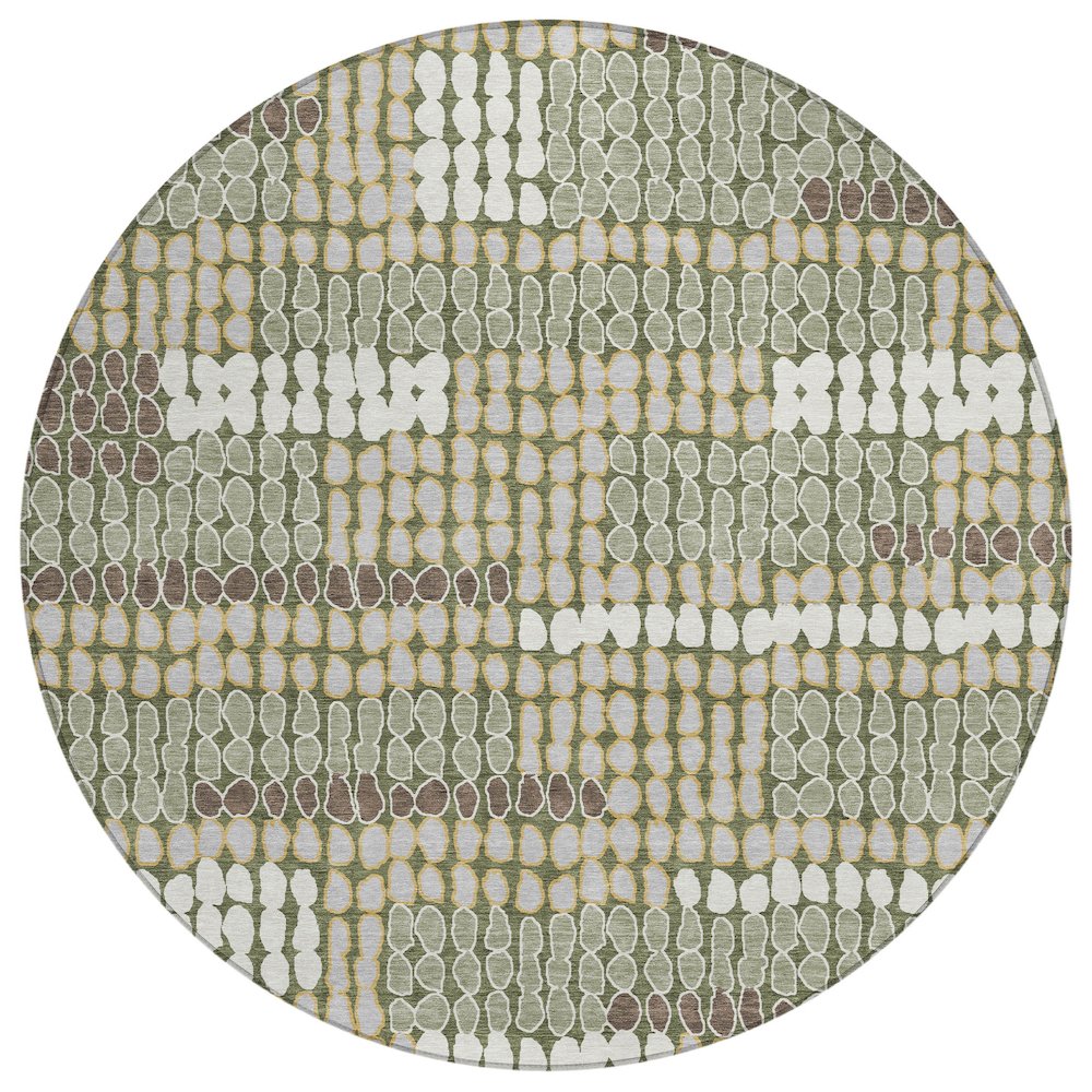Machine Washable Indoor/Outdoor Chantille ACN2763 Green 8' x 8' Round Rug. Picture 1