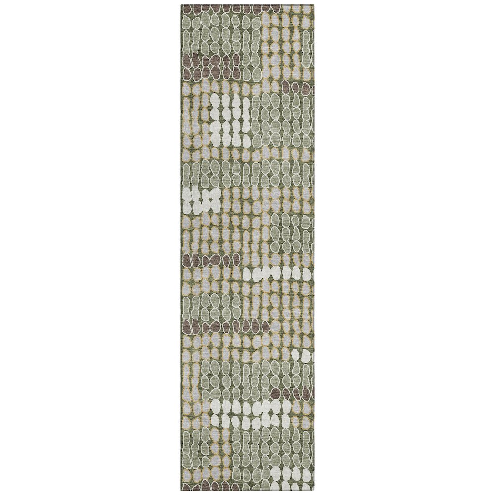 Machine Washable Indoor/Outdoor Chantille ACN2763 Green 2'3" x 7'6" Runner Rug. Picture 1