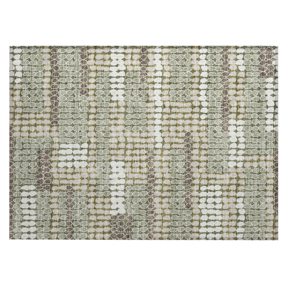 Machine Washable Indoor/Outdoor Chantille ACN2763 Green 1'8" x 2'6" Rug. Picture 1
