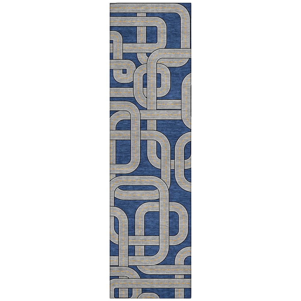 Machine Washable Indoor/Outdoor Chantille ACN2764 Blue 2'3" x 7'6" Runner Rug. Picture 1