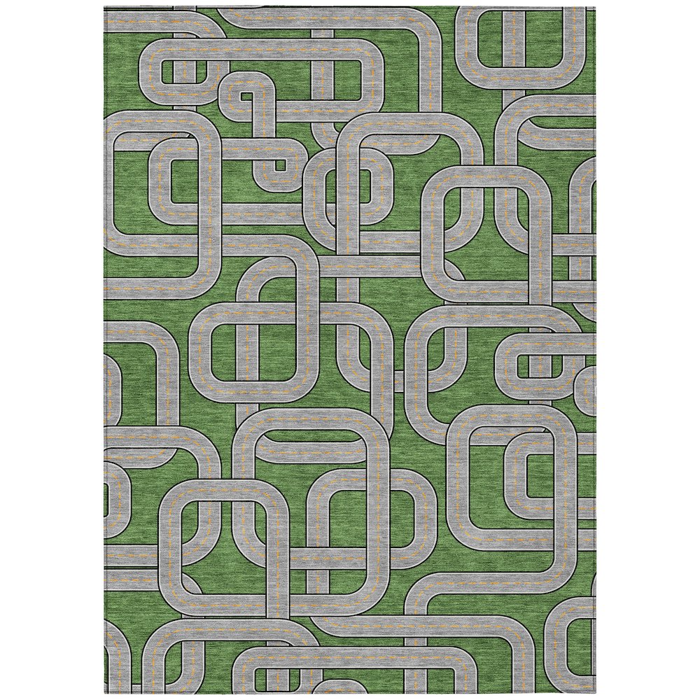 Machine Washable Indoor/Outdoor Chantille ACN2764 Green 3' x 5' Rug. Picture 1