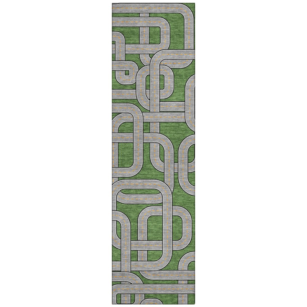 Machine Washable Indoor/Outdoor Chantille ACN2764 Green 2'3" x 7'6" Runner Rug. Picture 1