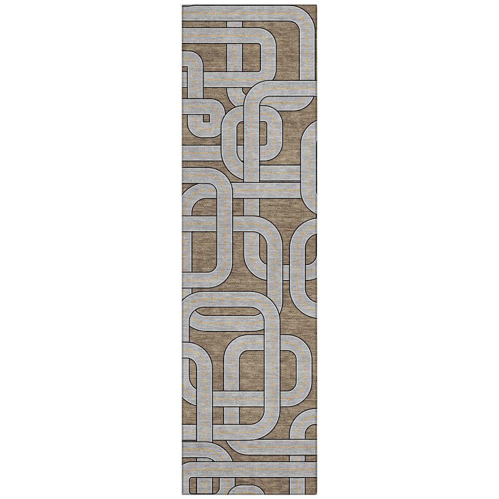 Machine Washable Indoor/Outdoor Chantille ACN2764 Brown 2'3" x 7'6" Runner Rug. Picture 1