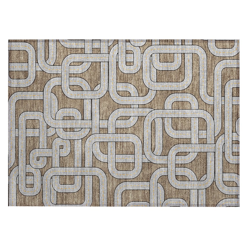 Machine Washable Indoor/Outdoor Chantille ACN2764 Brown 1'8" x 2'6" Rug. Picture 1